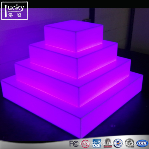 Square Lighted Liquor Bottle Display Shelf,4 Tier LED Wine Stand